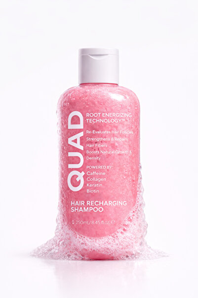 QUAD شامبو إعادة شحن الشعر للجنسين 250 مل - كافيين، بيوتين، كيراتين، كولاجين،...