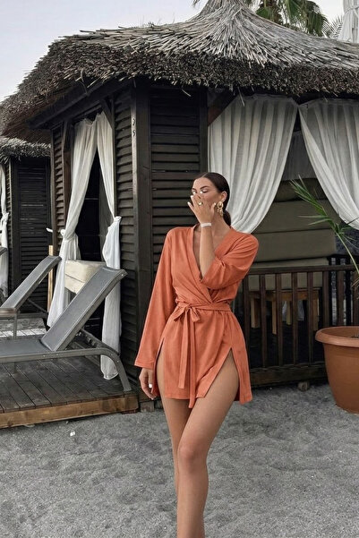 COMBİNE MİCHAİL Women's Straight Fit Basic Pink Mini Kimono