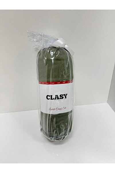 Clasy Set Ranforce cearșaf cu elastic pentru două persoane Verde kaki ÇKLÇ-26...