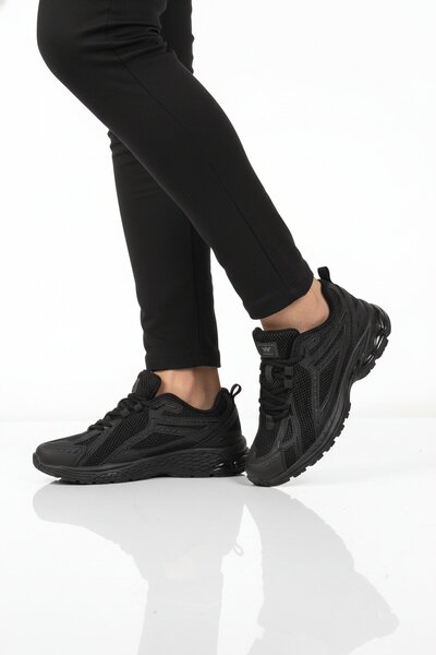 WALKWAY Black Mesh Lightweight Stretchy Memory Foam Sole Unisex Sports Shoes ...