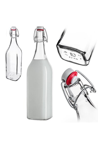 KADAX Sticlă de sticlă 1L 1000 ml pentru băuturi cu lapte, suc, apă, cu dop p...