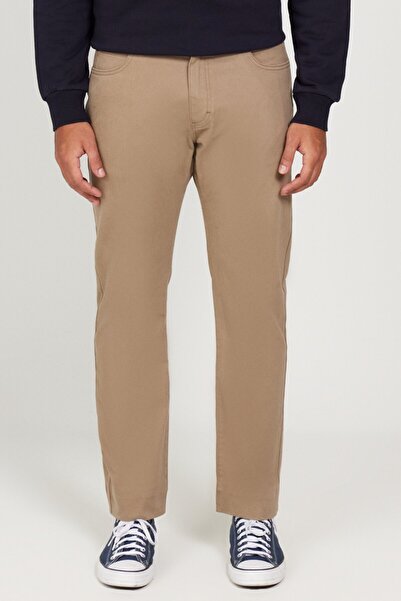 Lee بنطال رجالي بني قابل للتمدد بقصة ضيقة وخصر عادي وضيق