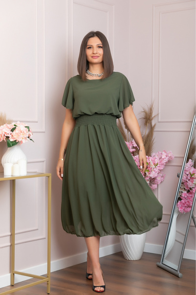 OEM Rochie eleganta kaki Francesca cu talie incretita