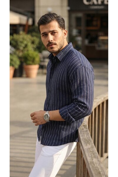 civetta Men's Striped Linen Shirt