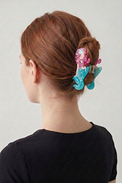 Wuclo مشبك معدني لؤلؤي الشكل على شكل حورية البحر أكريليك