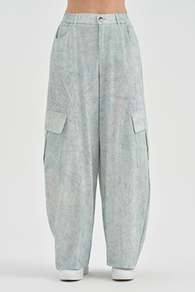 tw3 Γυναικείο υφασμάτινο παντελόνι με τύπωμα με λεπτομέρεια και σχέδιο Balloo...