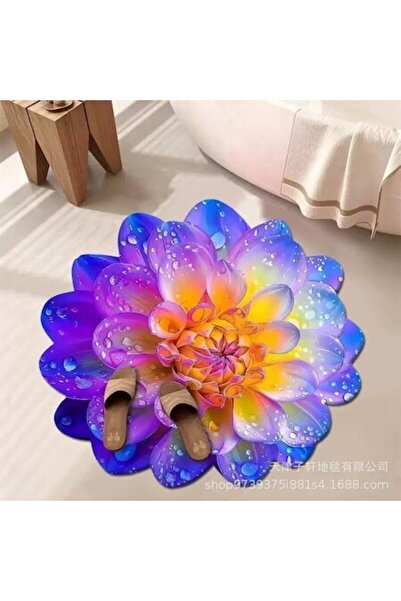 QGC Covor floral 3D, set de 2, 60 x 60 cm, 80 x 80 cm, antiderapant și super ...