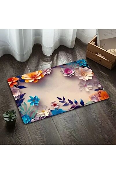 QGC Covor pentru baie cu model floral 3D din diatomit, set de 2