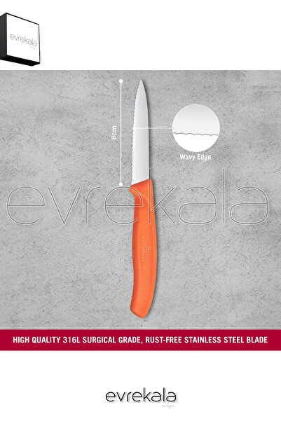 Victorinox Evrekala Bıçak Seti Soyma Bıçağı 2'li - Yetkili Evrekala- New Orange Knives 8 cm