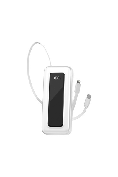 S-LINK IP-G10M 10000mAh PD35W Makaralı Beyaz LCD Taşınabilir Pil Şarj Cihazı ...