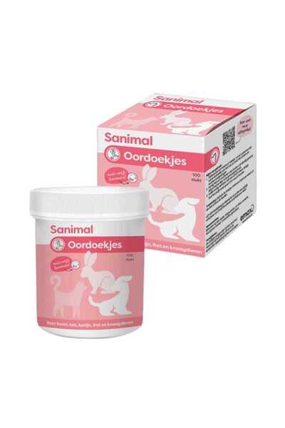 Emax Șervețele umede Sanimal pentru curățarea urechilor, 100 bucăți