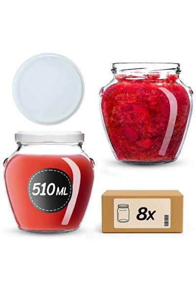 KADAX Borcan pentru conservare cu capac filetat, 82 mm, 580 ml, 8 buc.