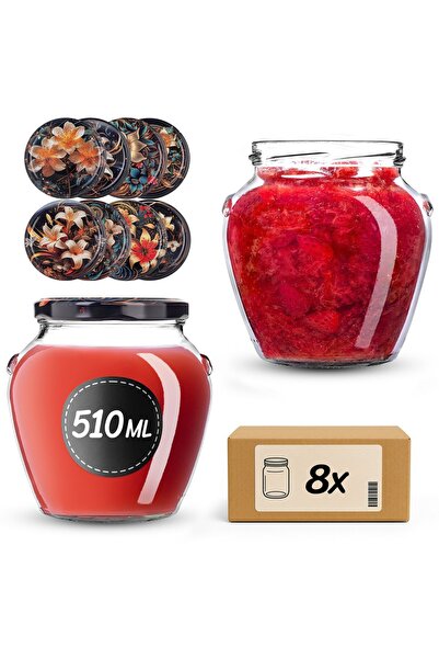 KADAX Borcan pentru conservare cu capac filetat, 82 mm, 580 ml, 8 buc.