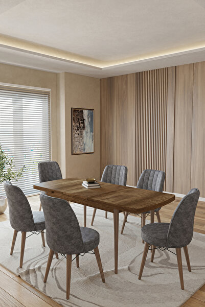 TOCE HOME Kent Serisi 80X130 Açılabilir Masa Yemek Odası Takımı Mutfak Takımı...