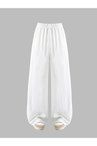 Take Two By Styli Girls White Textured Wide Leg Pants