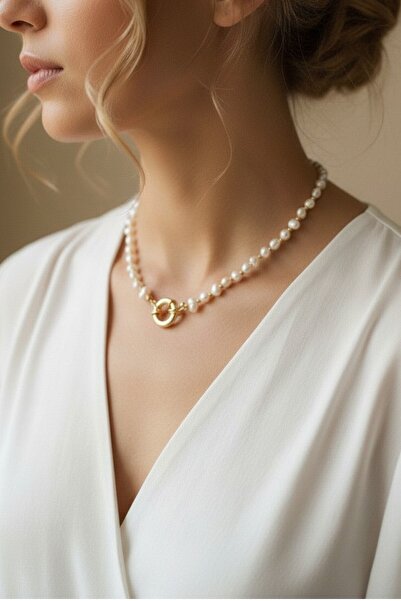 ATALYA ACCESSORY Kadın Barok Kilit İncili Kolye