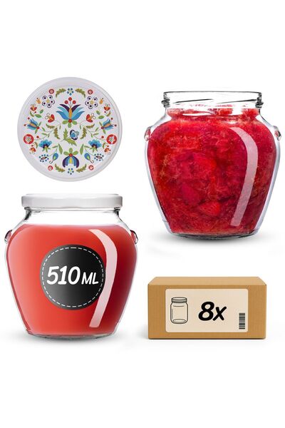 KADAX Borcan pentru conservare cu capac filetat, 82 mm, 580 ml, 8 buc.