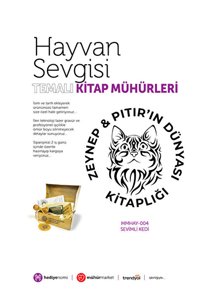 HEDİYENOMİ MühürMarket > ختم كتاب لطيف بتصميم قطة وحيوانات - Ex-libris - ختم ...