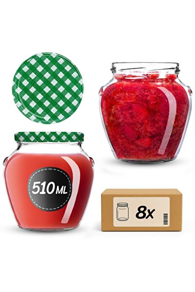 KADAX Borcan pentru conservare cu capac filetat, 82 mm, 580 ml, 8 buc.