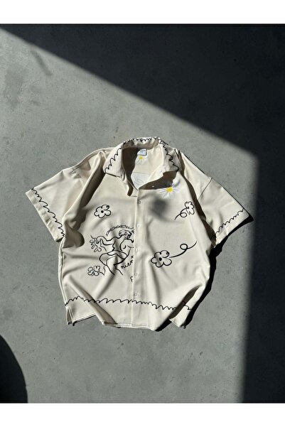 FO4RBS NIENTE2 Desenli Dubble Hürrem Kumaş Oversize Gömlek T