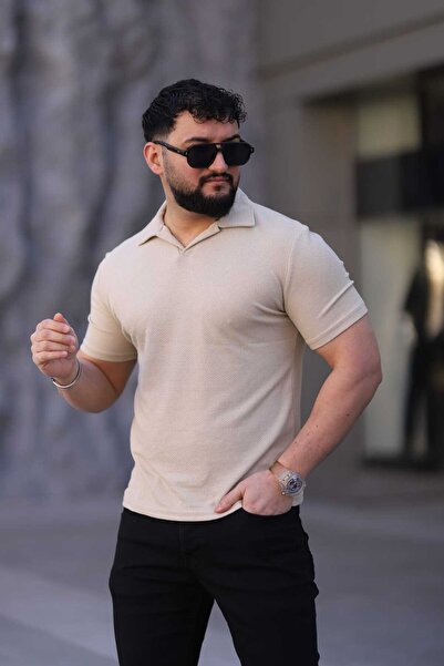 L-KOM Tricou cu mânecă scurtă cu gât polo pentru bărbați