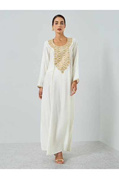 Maxim Creation By Styli Cream Threadwork Embroidery Jalabiya