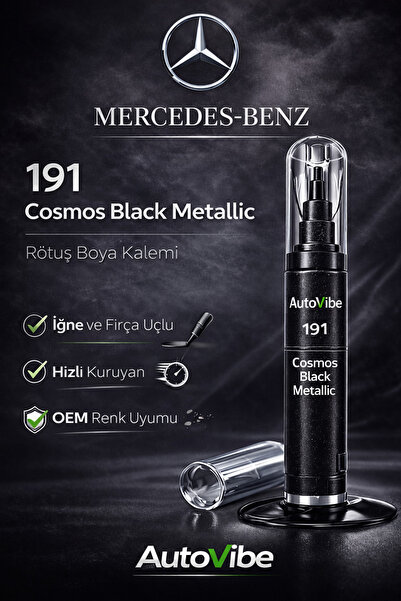 AutoVibe Mercedes-Benz Rötuş Boya Kalemi 191 Cosmos Black Metallic