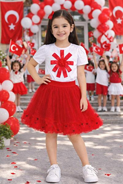 HER ŞEY NOTA www.herseynota.com Білий боді з червоним візерунком для дівчаток...