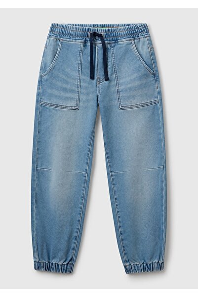 Benetton بنطلون أزرق فاتح للأولاد دنيم