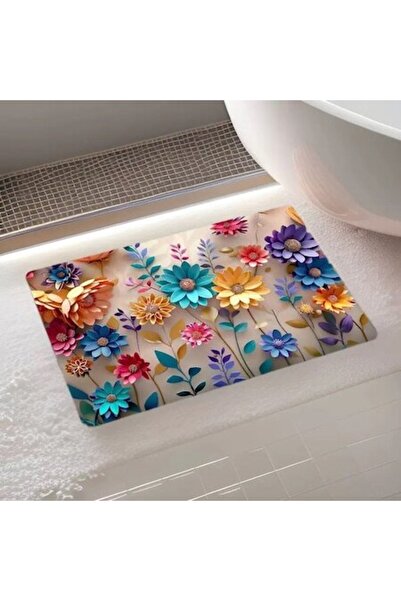 QGC Diatomite Bath Mat with 3D Floral Design
