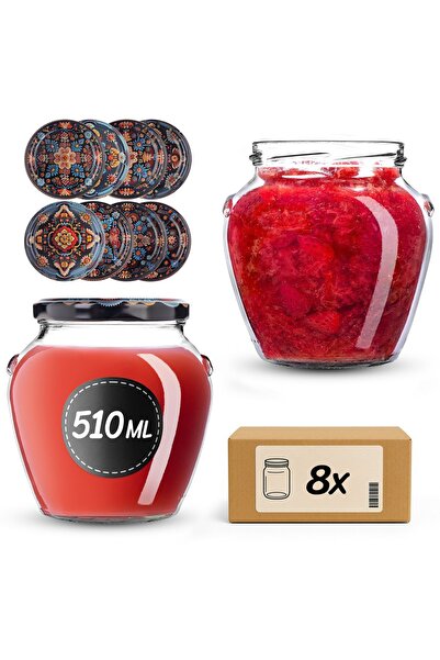 KADAX Borcan pentru conservare cu capac filetat, 82 mm, 580 ml, 8 buc.