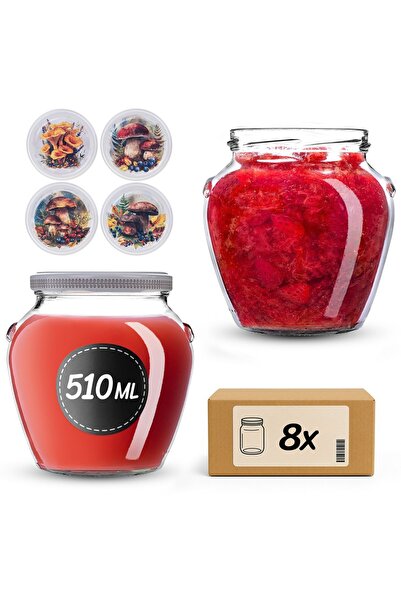 KADAX Borcan pentru conservare cu capac filetat, 82 mm, 580 ml, 8 buc.