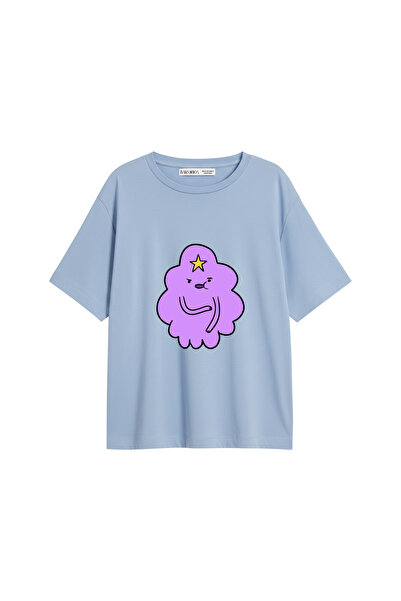 Bak Moda Purple Cloud με τύπωμα Γυναικείο μπλουζάκι σε χαλαρή γραμμή Baby Blue