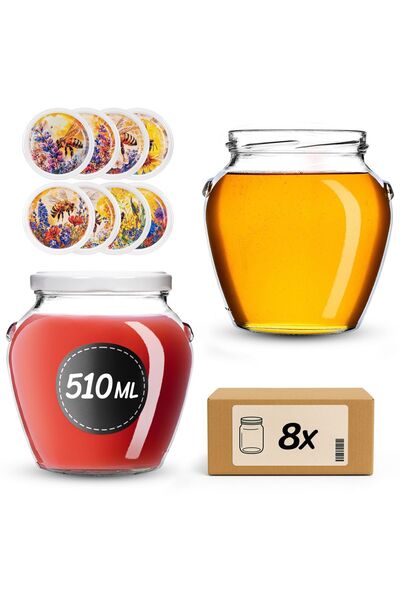 KADAX Borcan pentru conservare cu capac filetat, 82 mm, 580 ml, 8 buc.