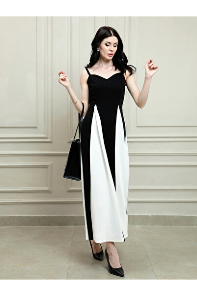 Athena By Styli Color Block Strappy A-Line Maxi Dress