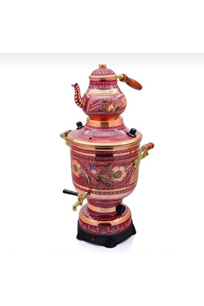AiroBazar 100% Pure Copper Electric Samovar, Traditional Handmade Embossed Te...