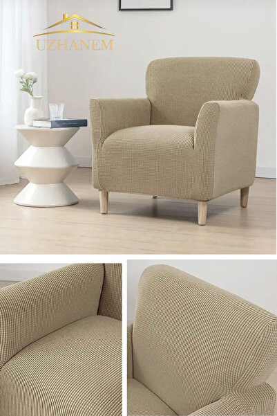 uzhanem Lycra Stretch Elastic Flexible Square Pattern Armchair Single Seat So...