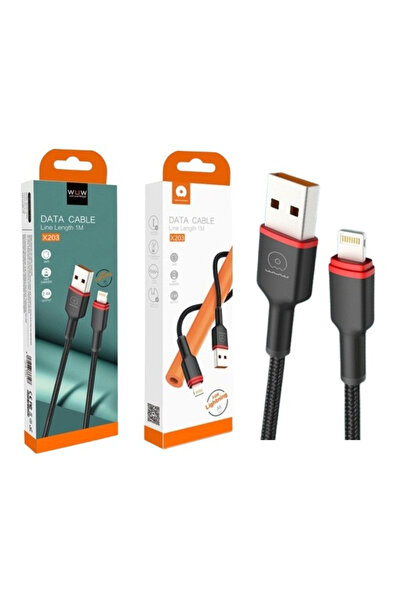 WuW X203 1M USB-Lightening Fast Charging Braided Thread 2.4A Data Cable
