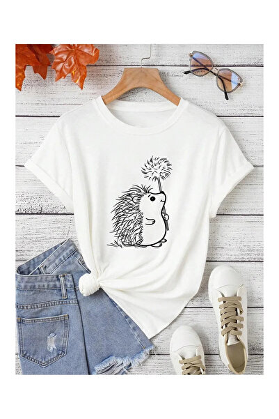 PENTHİLUS Cute Hedgehog Unisex T-Shirt - Digital Printed T-Shirt