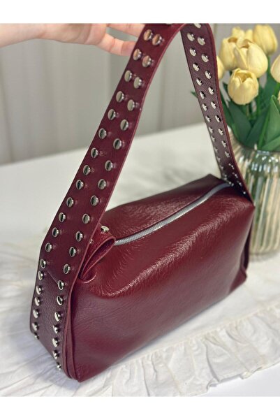 Gamzebags Kadın Zımba Detaylı Fermuarlı Omuz Çantası