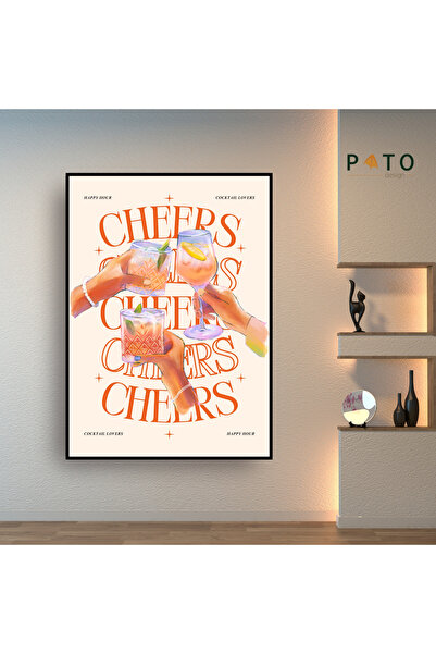 Pato Design 'Cocktail Lovers - Cheers' Tablo | Siyah Çerçeveli | MDF & UV Baskı