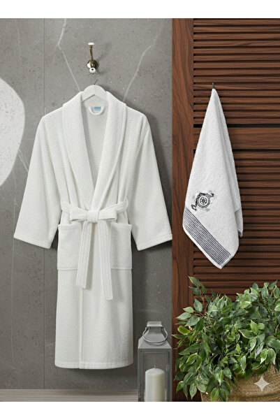 COTTONQUEEN Zena Men's Cream Towel Bathrobe Set of 2