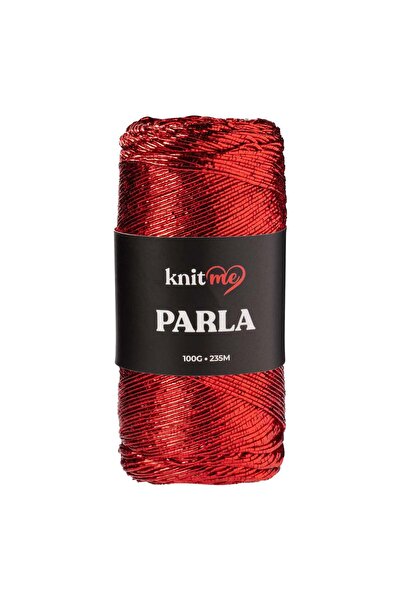 knitme Parla Kırmızı Simli Çanta ve Aksesuar Örgü İpliği