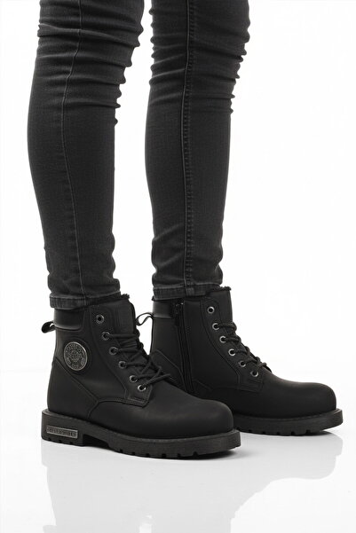 Aspor Black Fur-Lined Men's Worker Boots