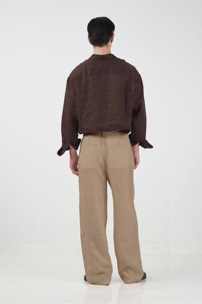 GIESTO Drapey Double Buttoned Taba Ke Linen Antolon