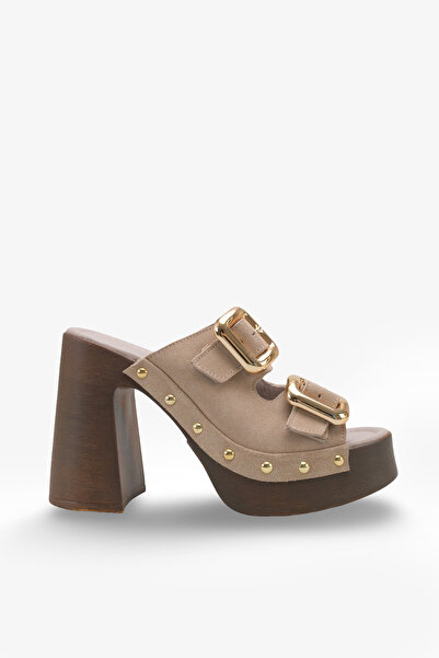 İNNABUTİKK Zoya pentru femei piele naturală cu toc papuci - nurcă piele întoarsă