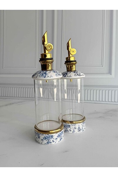 ROSSEV Glass Oil and Vinegar Set 2-Piece Blue
