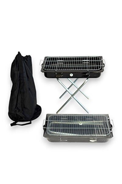 pratikoutdoor Portatif Katlanır Ayaklı Emaye Mangal - Çantalı - 52x30cm Orta Boy