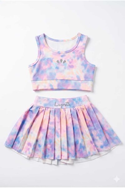 Beniizle Costum de baie pentru fete Lyrax Embossed, pachet de fustă pantalon ...