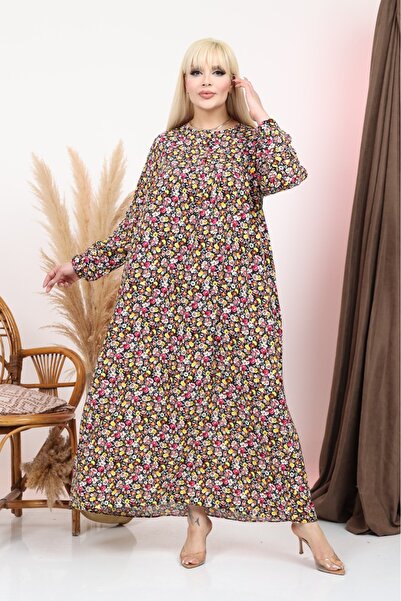 mervemoda ROCHIE MAMĂ MĂRIME MARE CU MÂNECĂ LUNGĂ țesut bumbac LU